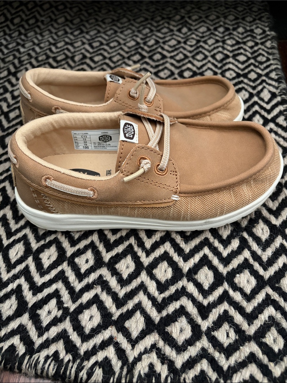 Hey Dude tan Canvas Moccasin-Style Boat Shoe in Tan